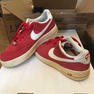 Red Suede Nike Air Force 1’s